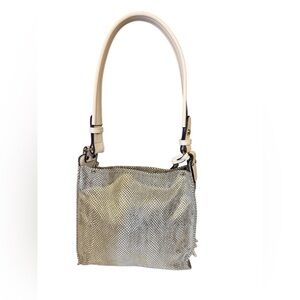 Sondra Roberts Metallic Finish Silver and white Shoulder Bag